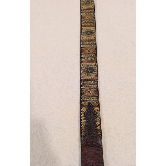 Orvis Leather & Woven Western Belt Men's Size 36 Engraved Silver Buckle - Picture 5 of 11